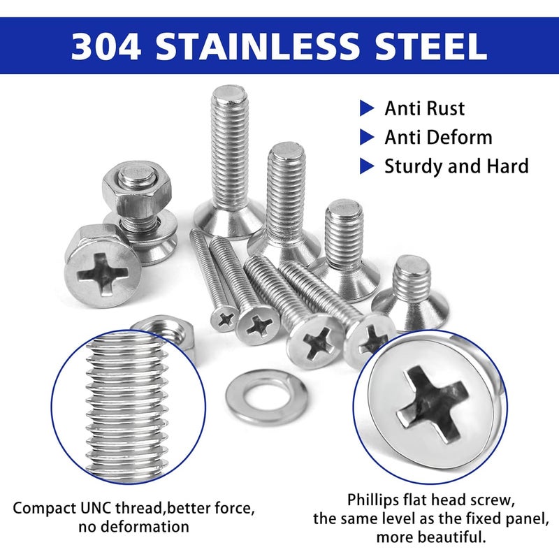 BUSY-CORNER 1575 PCS Nuts and Bolts Assortment Kit, Stainless Steel Phillips Pan Head & Flat Head Screws, Assorted Nuts Bolts Washers with Double Sided Organizer Box - Image 4